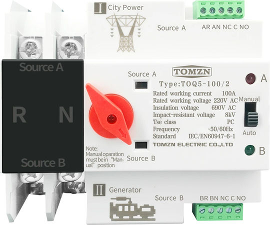 Tomzn Измервателен Инструмент За Ел. Табло Аналогов Еднофазен GFQ3-2P100A