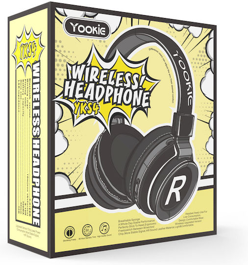 Yookie YKS4 Ασύρματα Bluetooth On Ear Ακουστικά με 8 ώρες Λειτουργίας Μαύρα