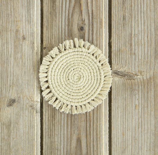 Nima Florian Natural Στρογγυλό Σουβέρ Ξύλινο Μπεζ 10cm 4τμχ