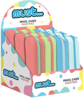 Must Plastic Pink Pencil Case Focus with 1 Compartment