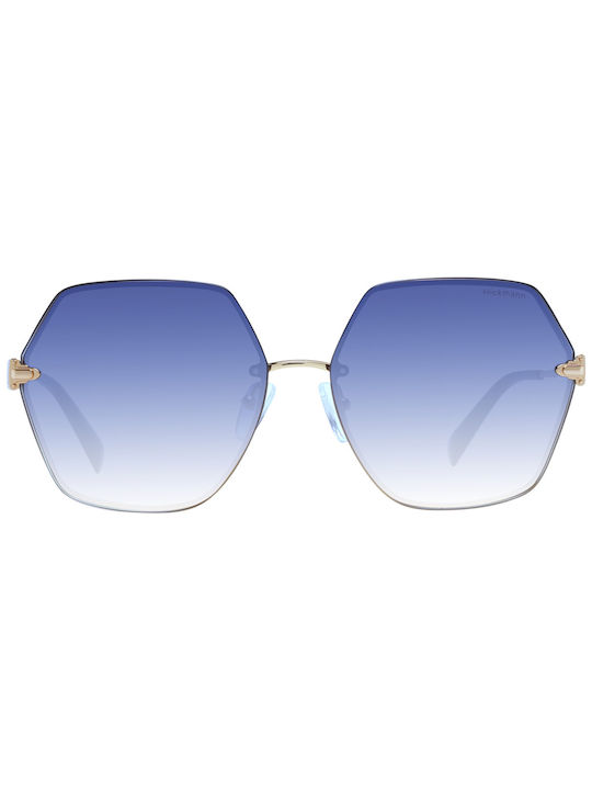 Ana Hickmann Women's Sunglasses with Gold Metal Frame and Blue Gradient Lens HI3179 04A