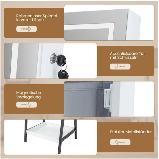 Costway Oglindă De Podea Cu Cadru Metalic Alb 160x41cm