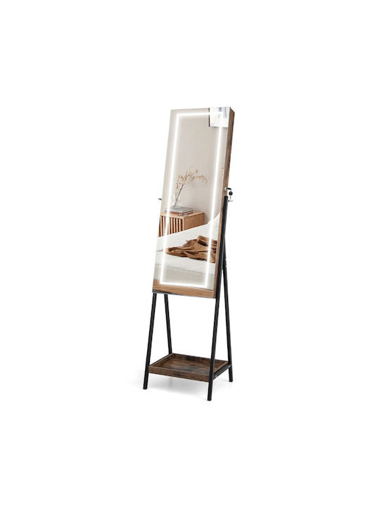 Costway Καθρέπτης με Καφέ Μεταλλικό Πλαίσιο 160x41cm