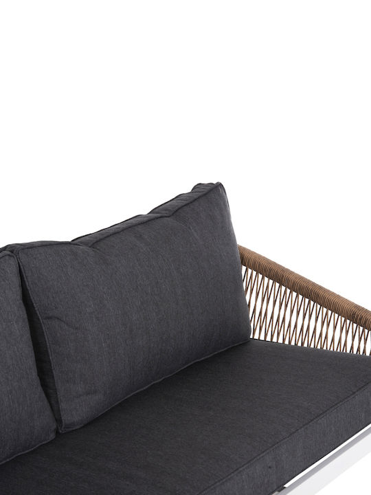 Shai Canapea cu două locuri Exterior Metalic Alb cu Perne 158x75x72cm