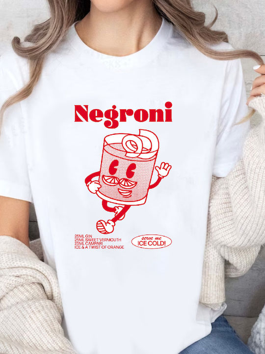 Fruit of the Loom Negroni Cocktail Μπλούζα Λευκή Βαμβακερή