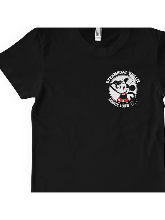 Paperinos Steamboat Willie 28 T-shirt Μαύρο Βαμβακερό
