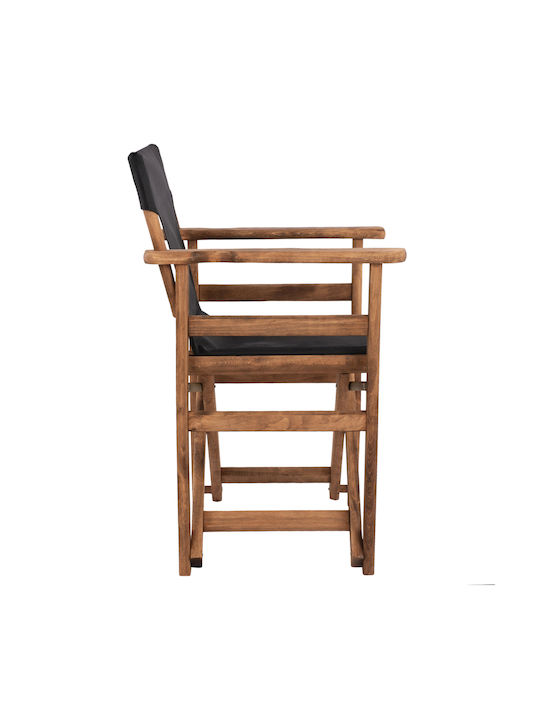 Director's Chair Wooden Limnos Black Velvet-Black Metal 57x54x88.5cm