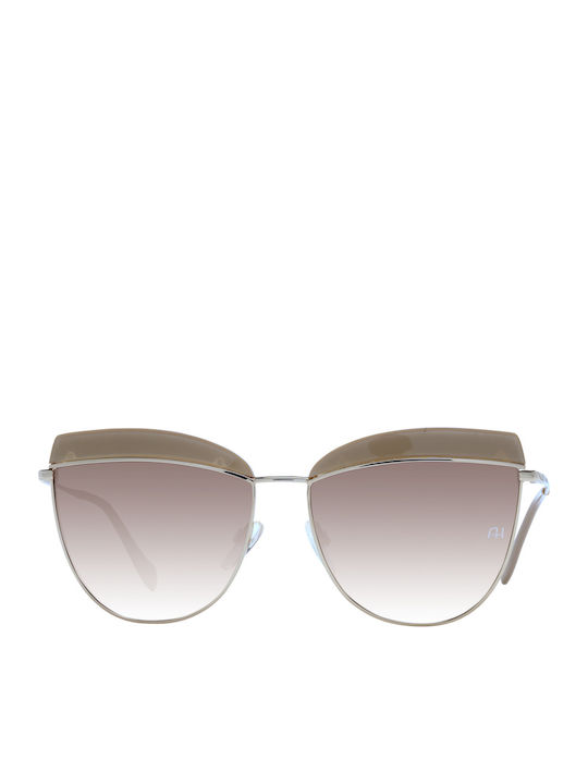 Ana Hickmann Women's Sunglasses with Silver Metal Frame and Brown Gradient Lens AH3190 02S