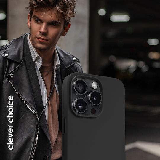 Crong Color Back Cover Σιλικόνης Μαύρο (iPhone 15 Pro Max)