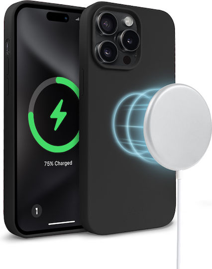 Crong Color Back Cover Σιλικόνης Μαύρο (iPhone 15 Pro)