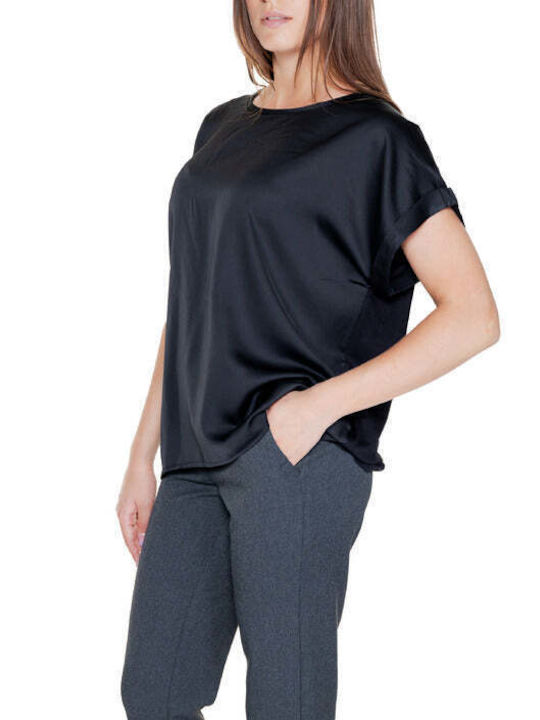 Vila Damen Sommerliche Bluse Baumwoll Schwarz