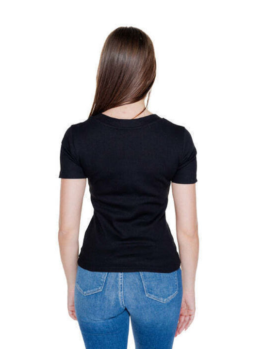 Calvin Klein Damen T-shirt mit V-Ausschnitt Schwarz
