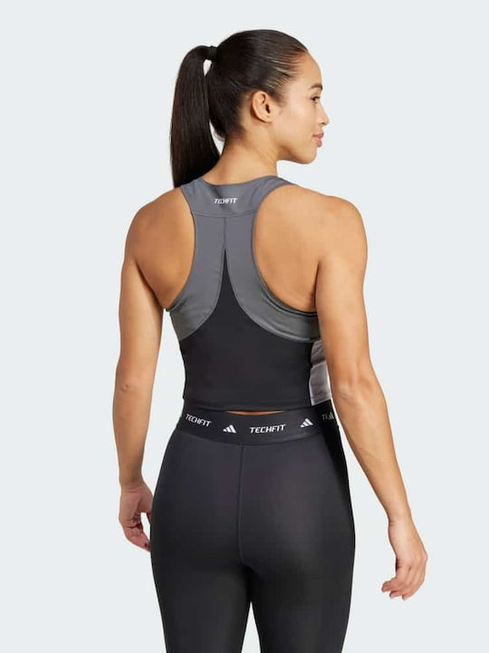 Adidas Colorblock Γυναικείο Αθλητικό Crop Top Fast Drying Black