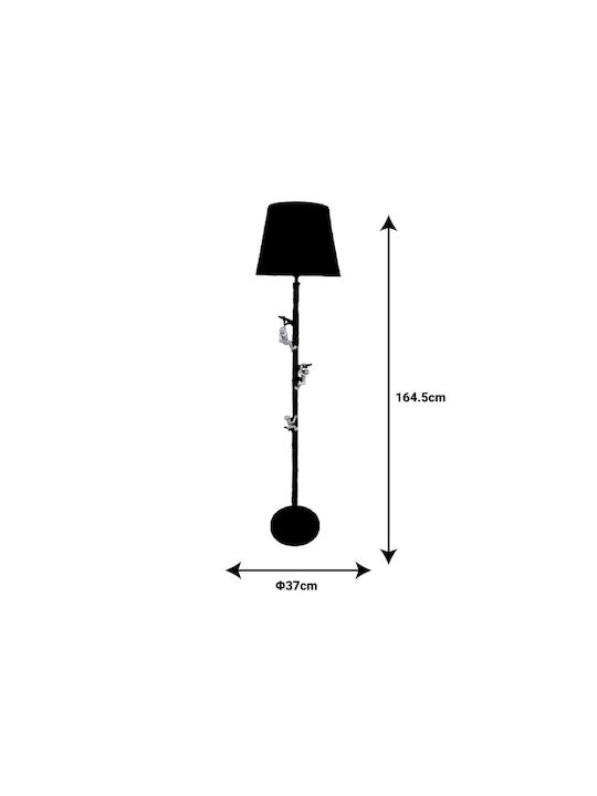 Inart Floor Lamp H164.5xW37cm. with Socket for Bulb E27 Black