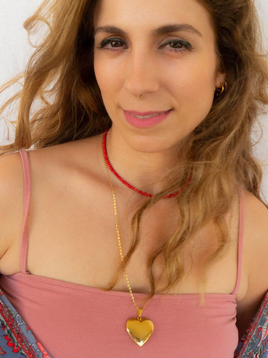 Theodora's Jewellery Колие с дизайн Сърце от Позлатено Стомана
