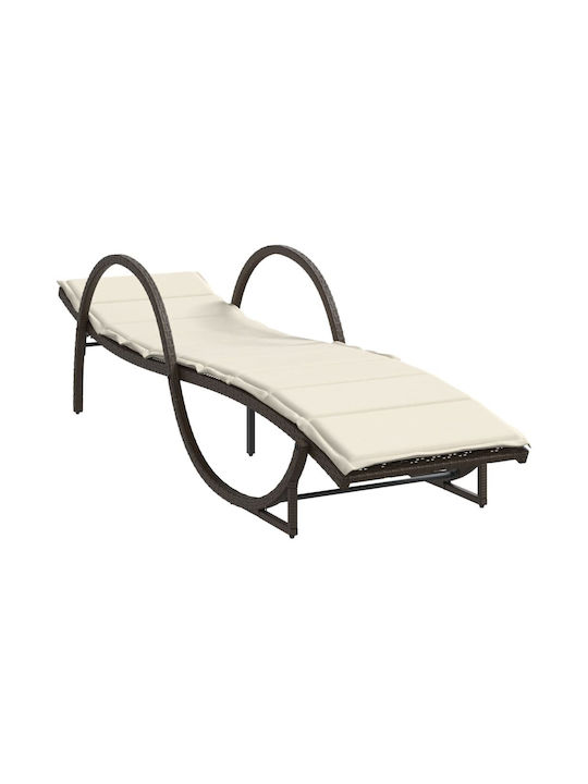 Șezlong Rattan cu Pernă Maro 2 bucăți 199x60x42cm