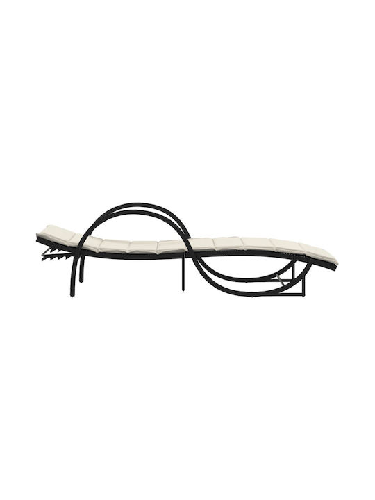 Liegestuhl Rattan mit Kissen Schwarz 2Stück 199x60x42cm.