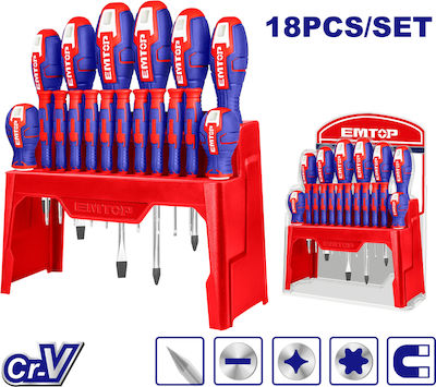 Emtop Set 18 Magnetice Șurubelnițe De Precizie