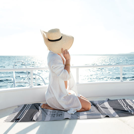 Greenwich Polo Club Beach Towel Pareo Gray with Fringes 170x80cm.
