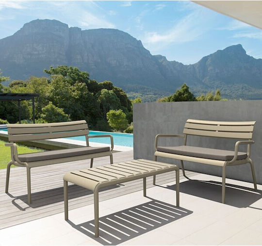 Sitting Room Table for Small Spaces Made of Polypropylene Paris Taupe 90x50x40cm