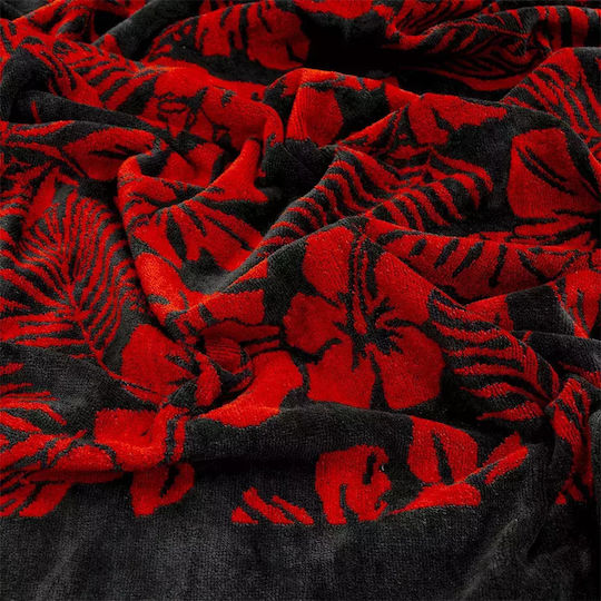 Lino Home Πετσέτα Θαλάσσης Βαμβακερή Grey-Red 160x86εκ.