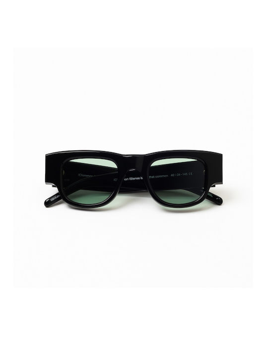 Common Sense Sunglasses with Black Plastic Frame and Green Lens CS016