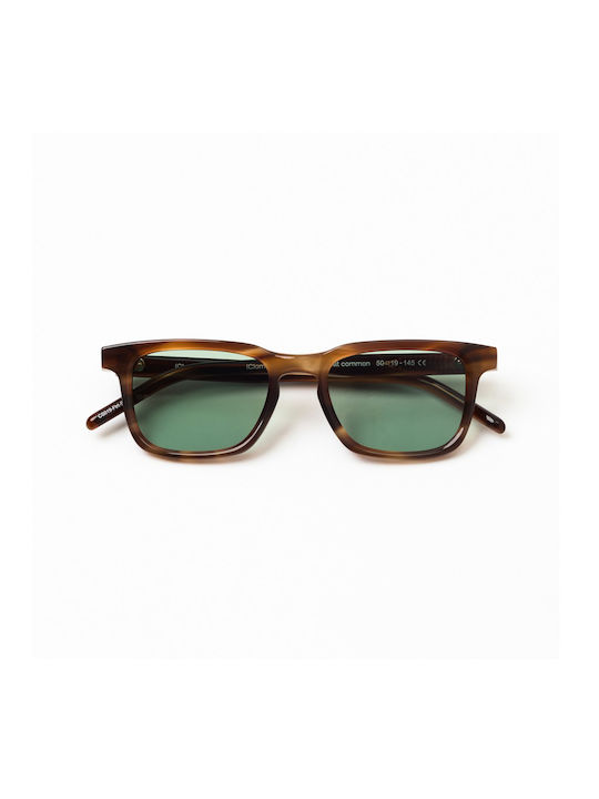 Common Sense Sunglasses with Brown Tartaruga Plastic Frame and Green Lens CS019