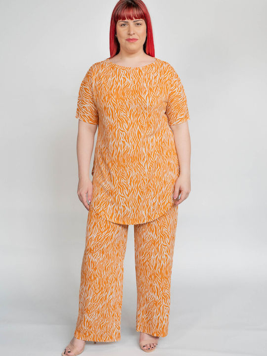 Maniags Γυναικείο T-shirt Animal Print Πορτοκαλί