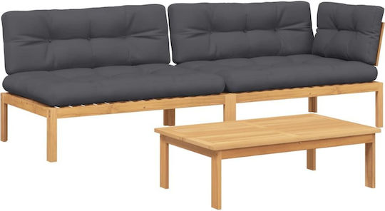 Garten- und Outdoor-Möbelset Wohnzimmer 3 Stück Massives Akazienholz mit Kissen Garten- und Outdoor-Möbelset Wohnzimmer 3 Stück Massives Akazienholz mit Kissen