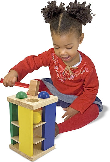 Melissa & Doug Jucărie cu Ciocan Tower Hammer din Lemn cu Sunete pentru 24++ Luni