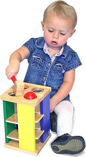 Melissa & Doug Jucărie cu Ciocan Tower Hammer din Lemn cu Sunete pentru 24++ Luni