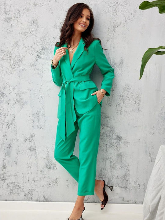 Roco Fashion Women's Green Suit in Straight Line