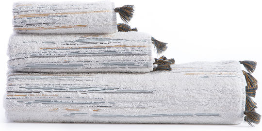 Nef-Nef Homeware Πετσέτα Χεριών Premium Halfway 30x50εκ. Beige/Black Βάρους 550gr/m²