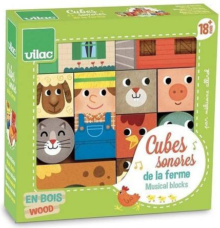 Vilac Activity Cube Farm made of Wood with Sounds