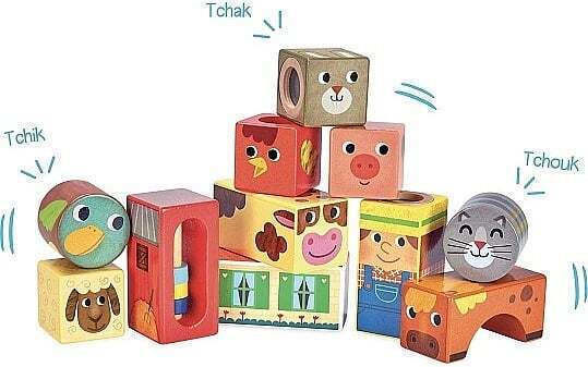 Vilac Activity Cube Farm made of Wood with Sounds