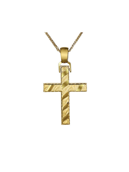 Double-Sided Cross Gold K14 P-67937 Yellow Gold K14