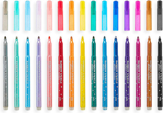Rainbow Sparkle Glitter Markers Set 15 Colors