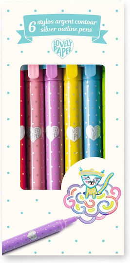 Set 6 Silber Konturmarker Djeco