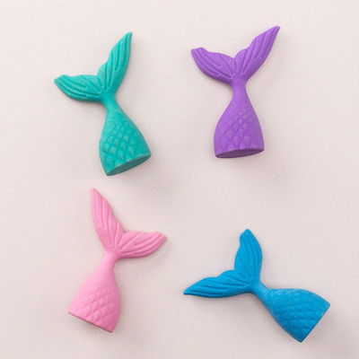 Set of 5 Pencil Erasers Mermaid Tail Box Various Colors