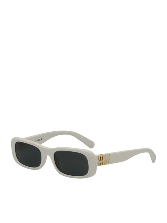 Women's Sunglasses with White Horn-Rimmed Frame and Grey Lenses