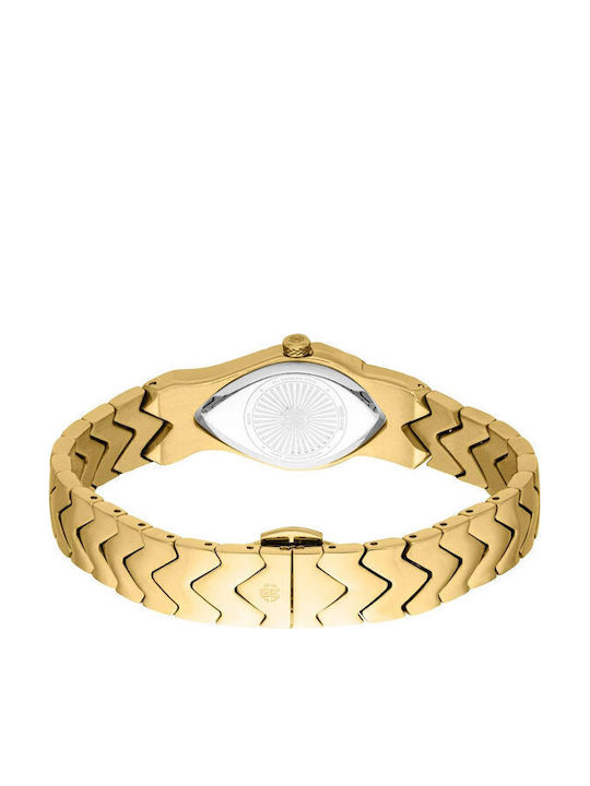 Roberto Cavalli Snake Core Crystals Women's Watch with Gold Metal Bracelet