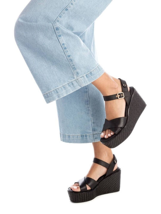 Women's Leather Platform Shoes Black