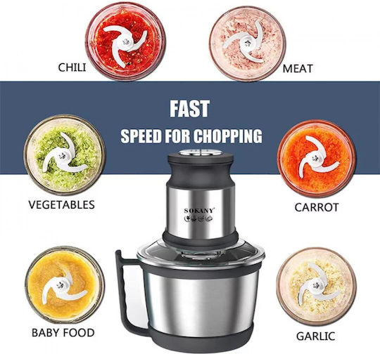 Sokany SK-7027 Multi Chopper 800W with 3L Inox Bowl
