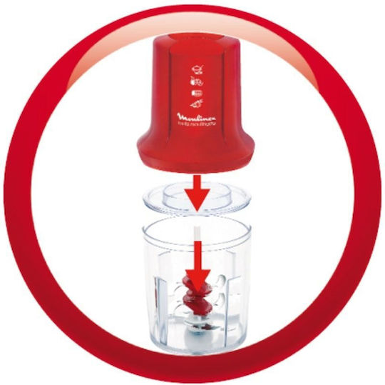 Moulinex Moulinette Πολυκόπτης Multi 500W με Δοχείο 500ml Κόκκινος