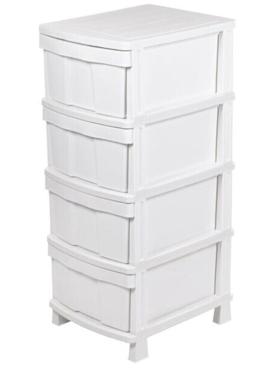 Homeplast Ziva Kunststoff Schubladenkommode 4 Ebenen Weiße 50x40x99cm
