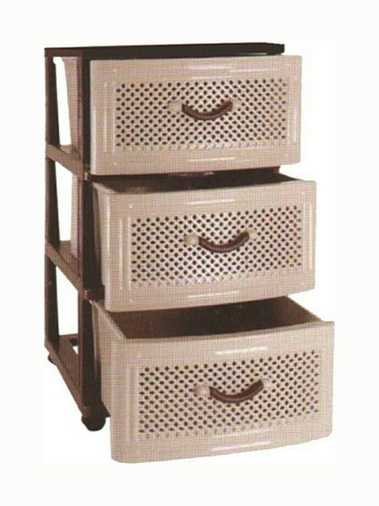 Βέστα Διάτρητη Drawers Plastic in Brown Color 3 Slots 42x38x77cm 8302000000001