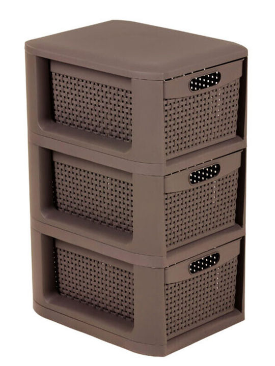 Homeplast Drawers Plastic in Beige Color 3 Slots 33x26x51cm