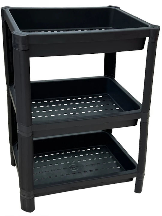 TnS Kitchen Rack Plastic in Black Color 3 Slots 36x23x69cm