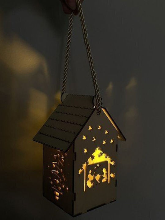 Crăciunescă Iluminată Decorativă Scenă Maro cu Baterie 14x7.5x7.5cm.