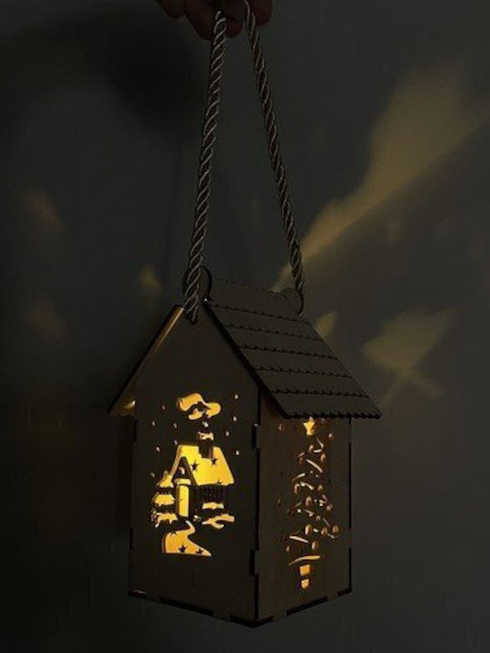 Crăciunescă Iluminată Decorativă Scenă Maro cu Baterie 14x7.5x7.5cm.